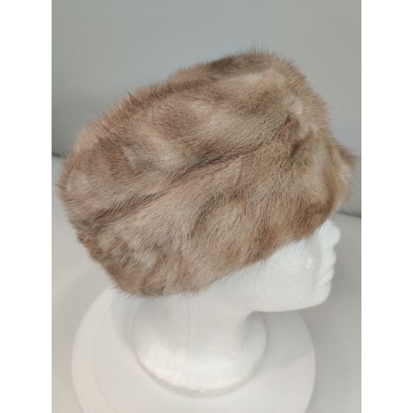 NWOT Vintage Pillbox M Fur Hat from Canada Aline Pepin Brown/Beige main image 7